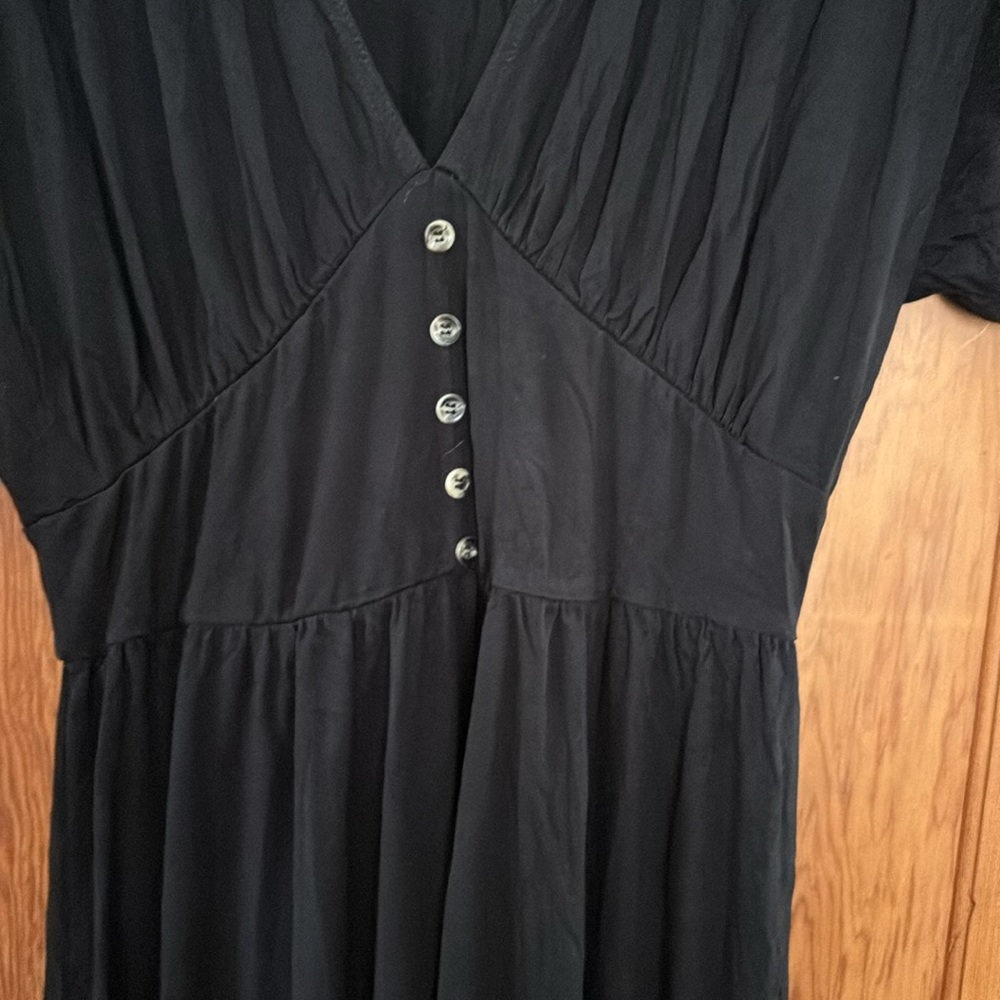 ASOS Black Midi Dress with Button Detail - Picture 3 of 7